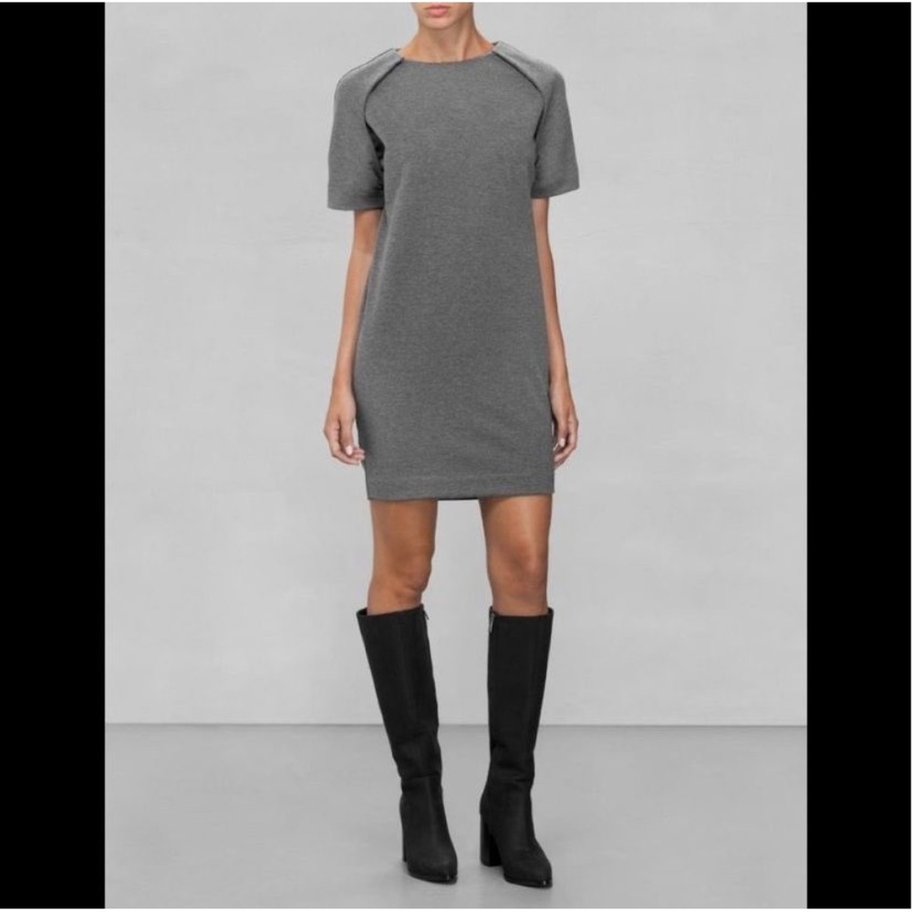 & Other Stories Gray Raglan‎ Short Sleeve Mini Knit Dress 6 Minimalist Capsule